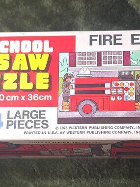 Vintage 1978 Whitman Preschool Jigsaw Puzzle Fire Engine 24 Large Pieces #7332